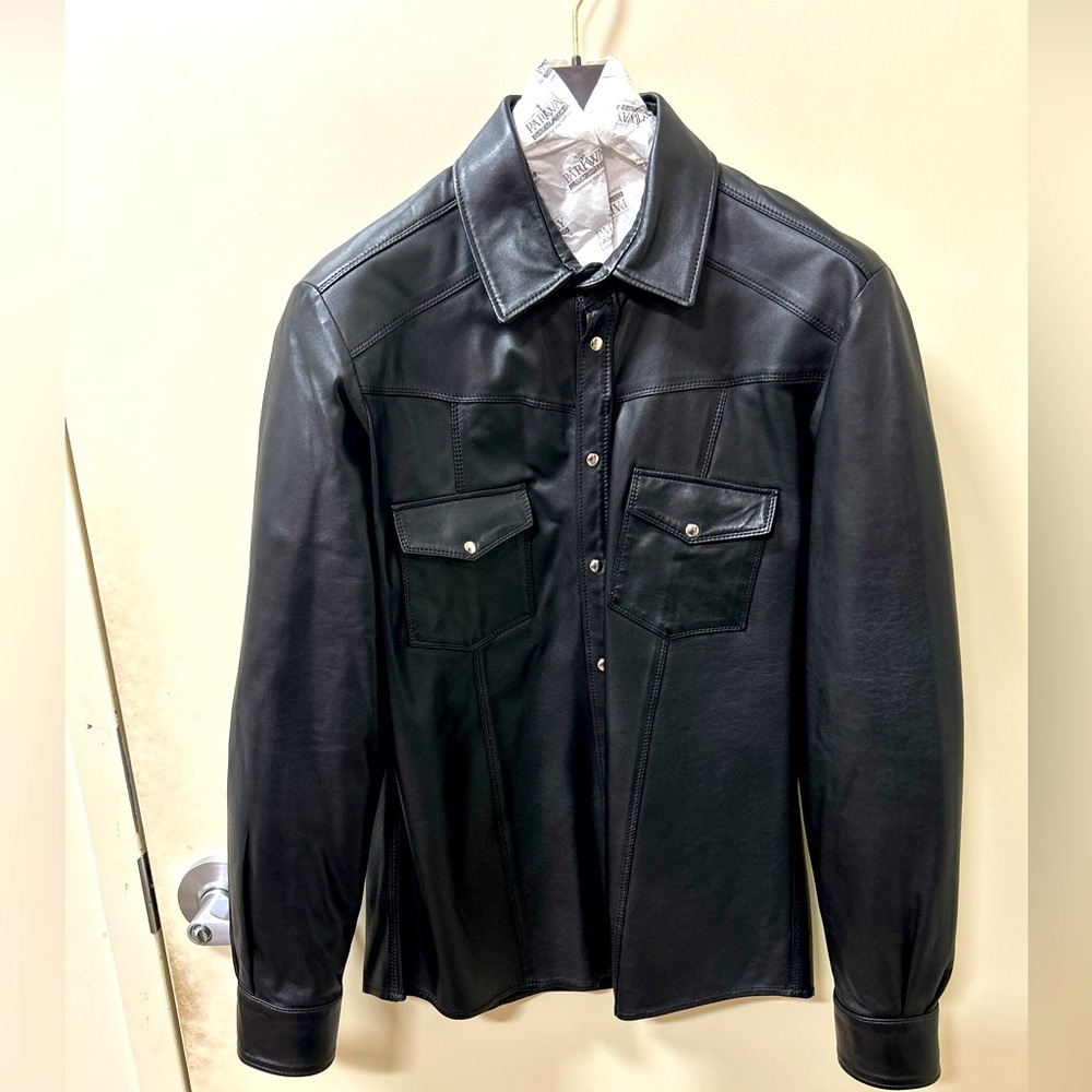 100% leather Men’s button up shirt by Ron Tomson